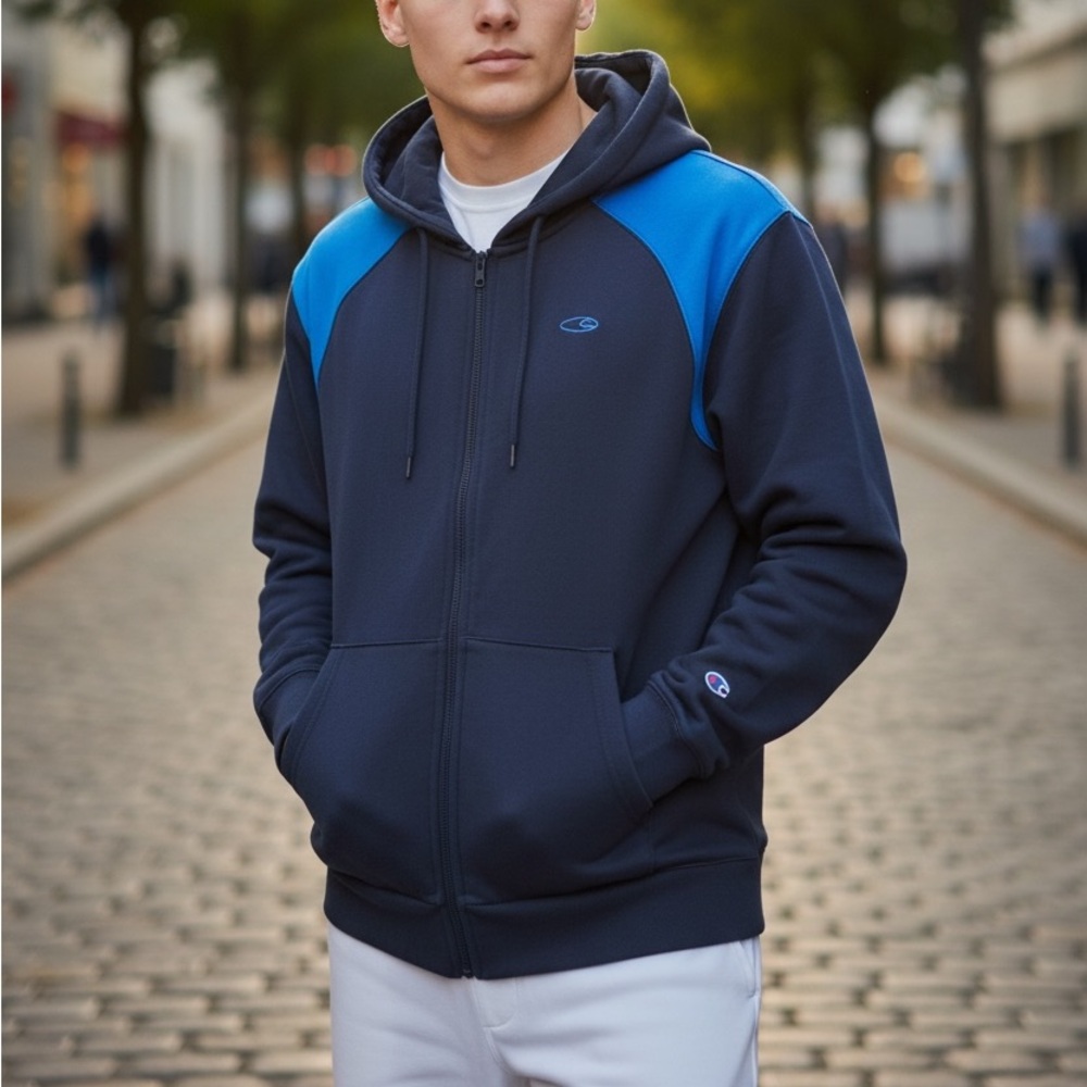 CHAMPION•Kids Navy & Royal Blue Hooded Jacket•L 12/14